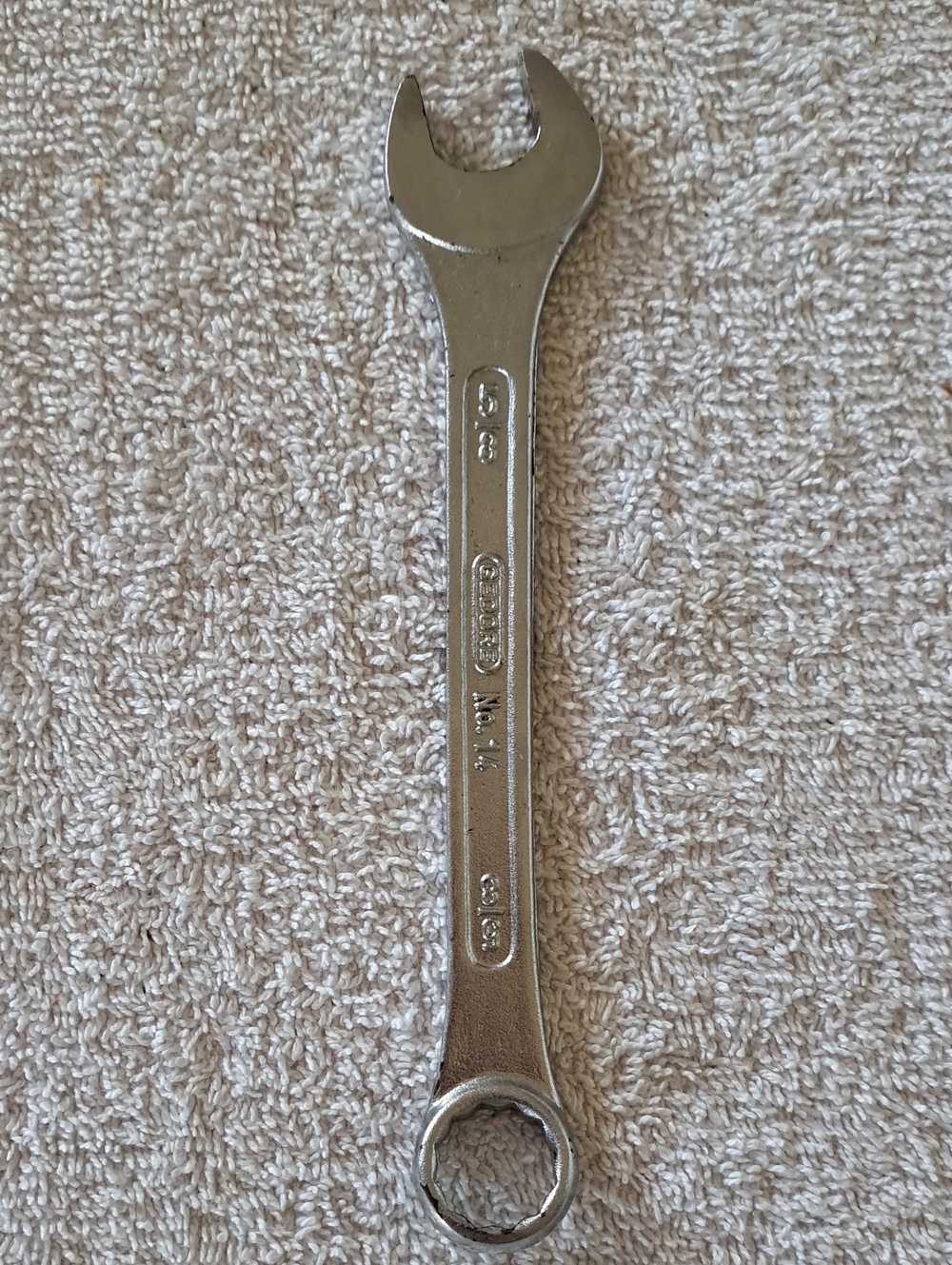 Vintage Gedore No 14 Combination Wrench 5/8" 12PT. India 7" Long